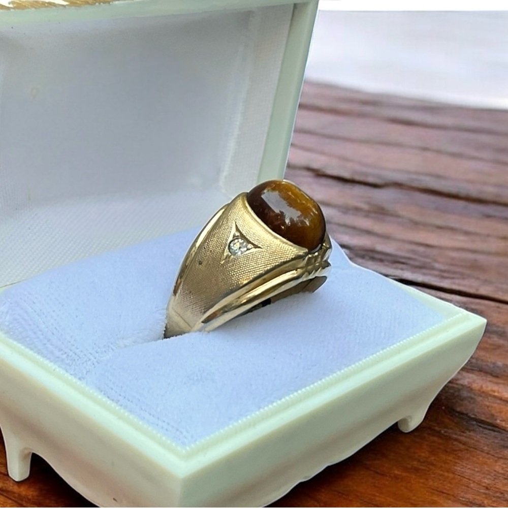 🌺Vintage 18K GE Tiger’s Eye Ring-Any Gender
